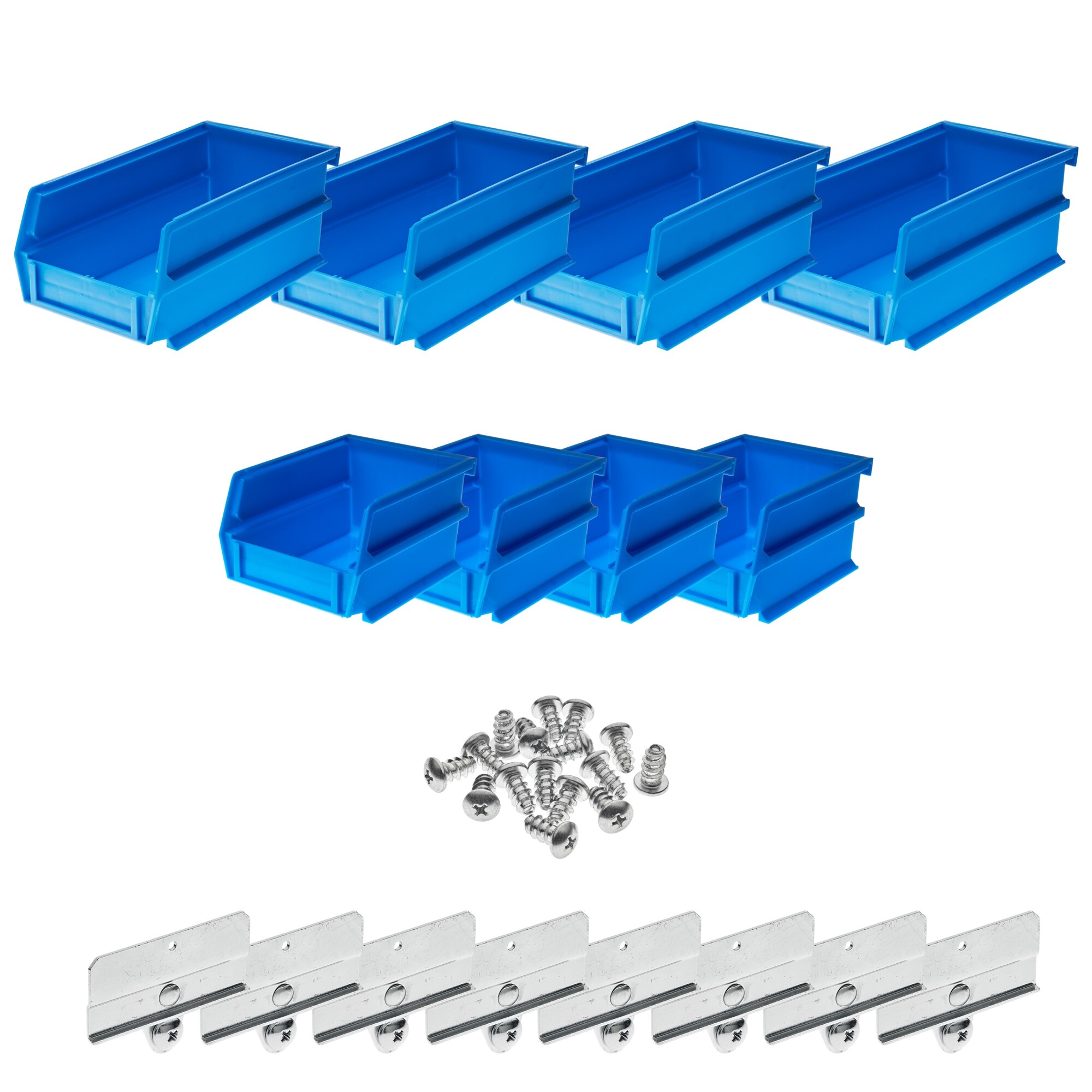 Triton Products DuraHook BinKits LocBin Hanging and Interlocking Bins, 8-Pk., Small/Medium, Blue